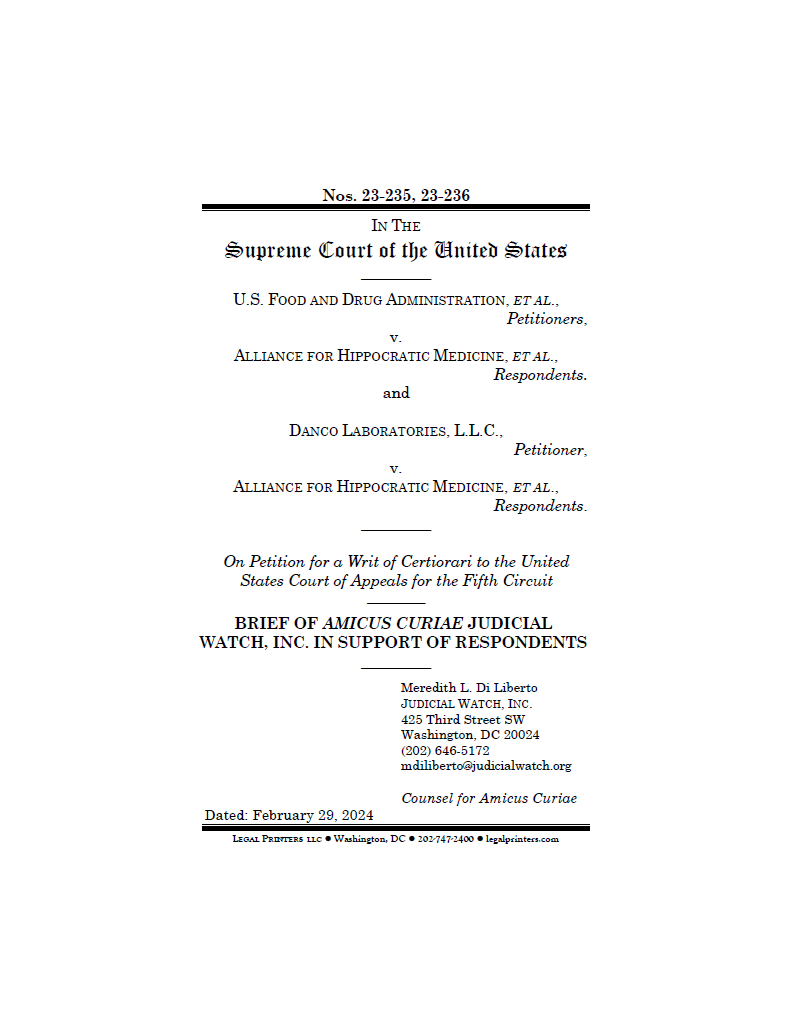 FDA v Alliance for Hippocratic Medicine et al. Mif...