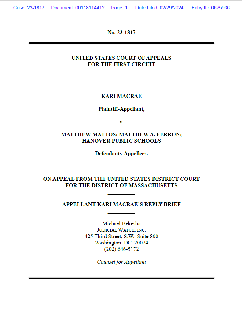 MacRae v. Mattos, et al Feb 2024 reply 11917 1817